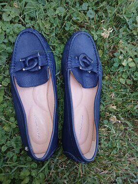 Antonio Melani Vessel Blue All Leather Cushioned Driving Moccasins Callan sz 7.5